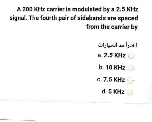 Solved A 200 KHz carrier is modulated by a 2.5 KHz signal. | Chegg.com