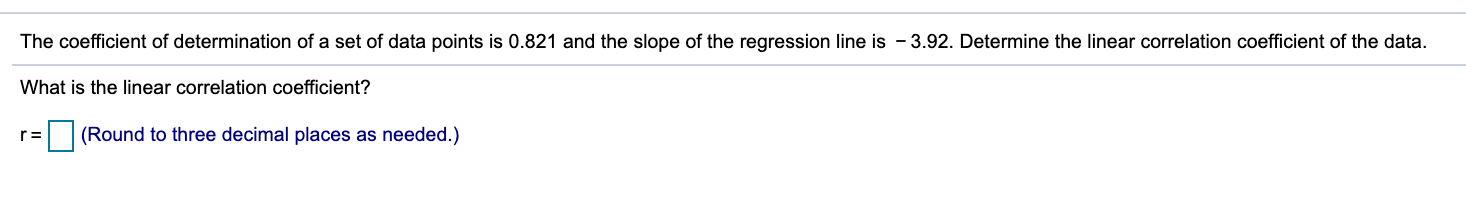 Solved The coefficient of determination of a set of data | Chegg.com