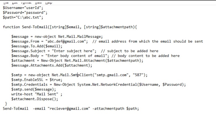 Solved want to send a email using powershell but computer | Chegg.com