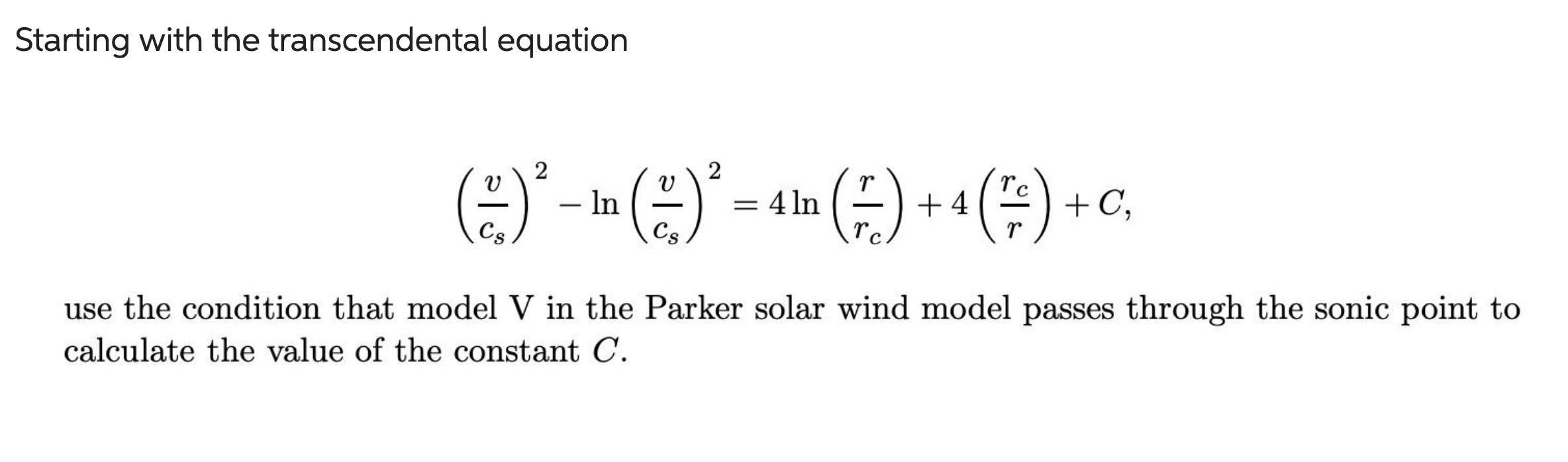 Starting with the transcendental equation | Chegg.com