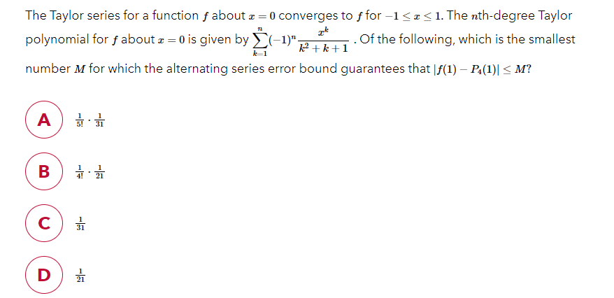 Solved Zak The Taylor Series For A Function F About