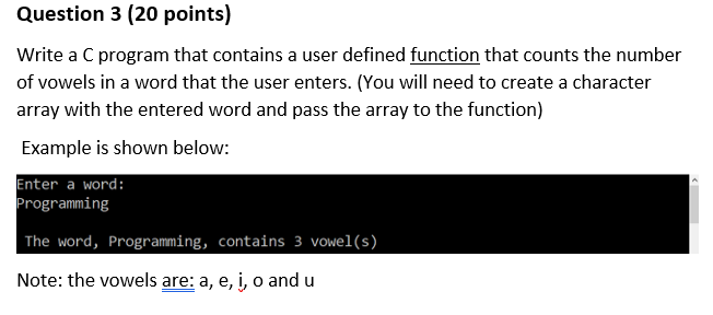 Solved Question 3 (20 points) Write a C program that | Chegg.com