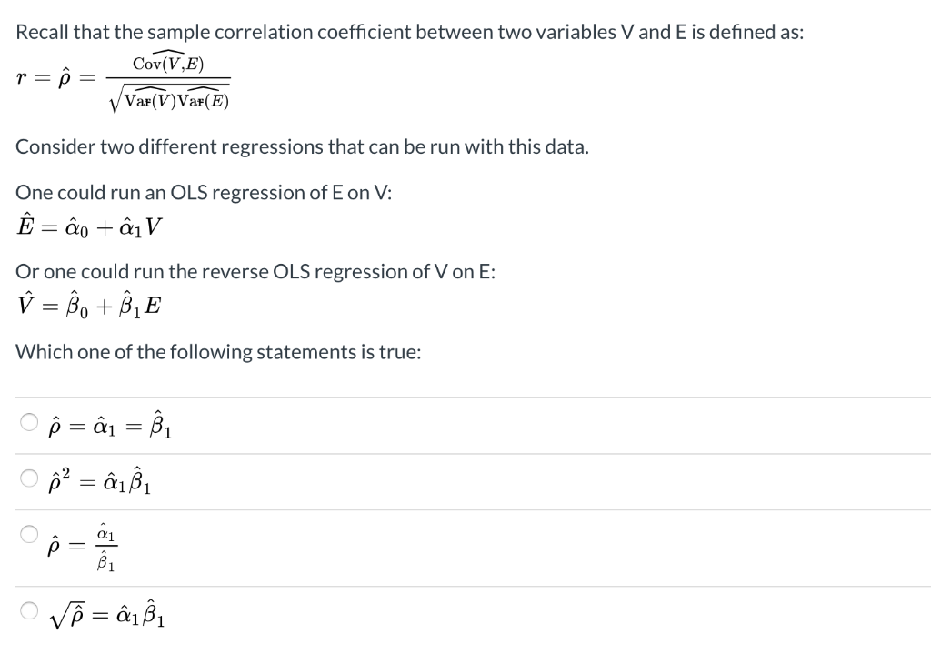 Solved Recall That The Sample Correlation Coefficient Chegg Com