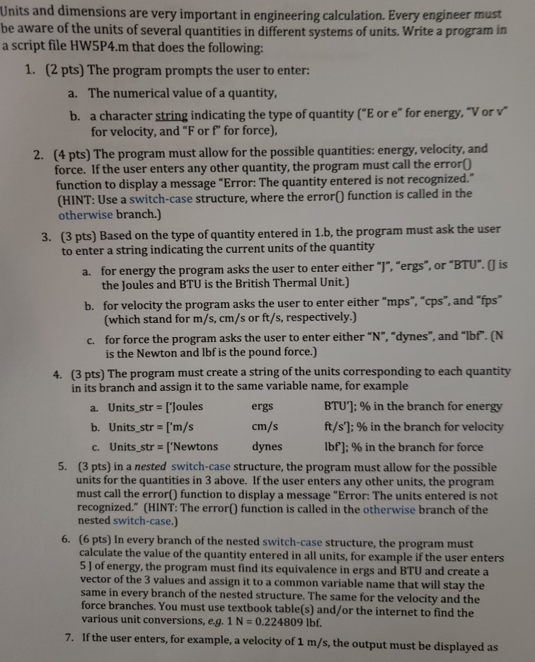 (Solved) Units Dimensions Important Engineering Calculation Every
