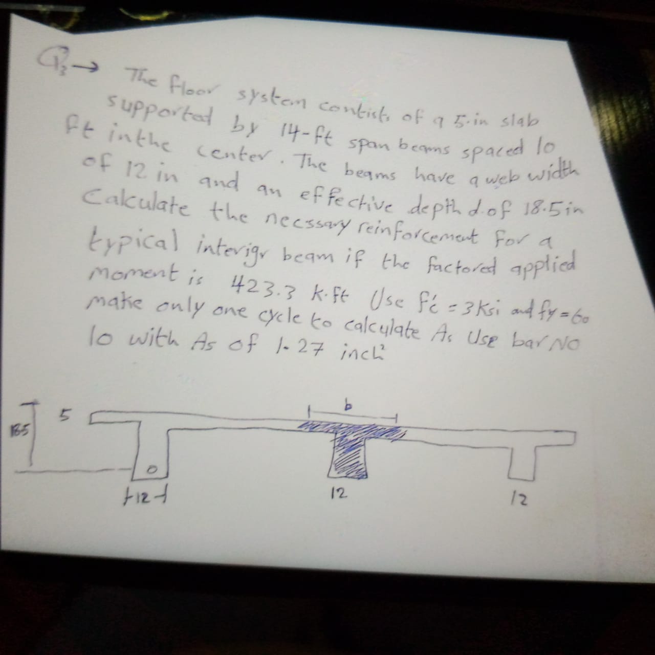 Solved P3→ The floor system contist of 95in slab supportad | Chegg.com
