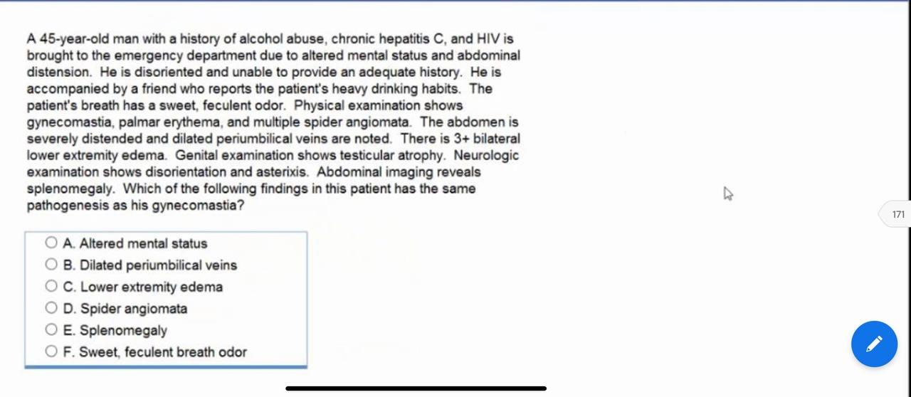 Solved A 45-year-old man with a history of alcohol abuse, | Chegg.com