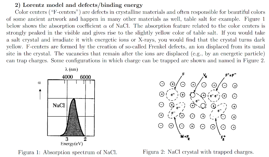 2) Lorentz model and defects/binding energy Color | Chegg.com