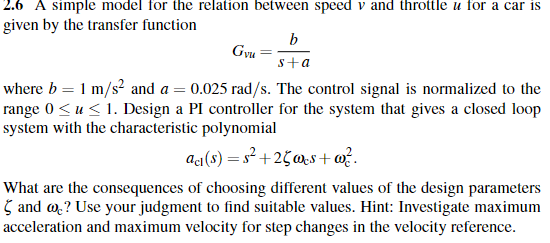 Solved GYM 2.6 A simple model for the relation between speed | Chegg.com
