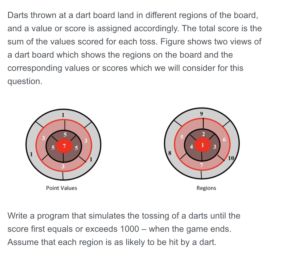 Solved Darts thrown at a dart board land in different | Chegg.com