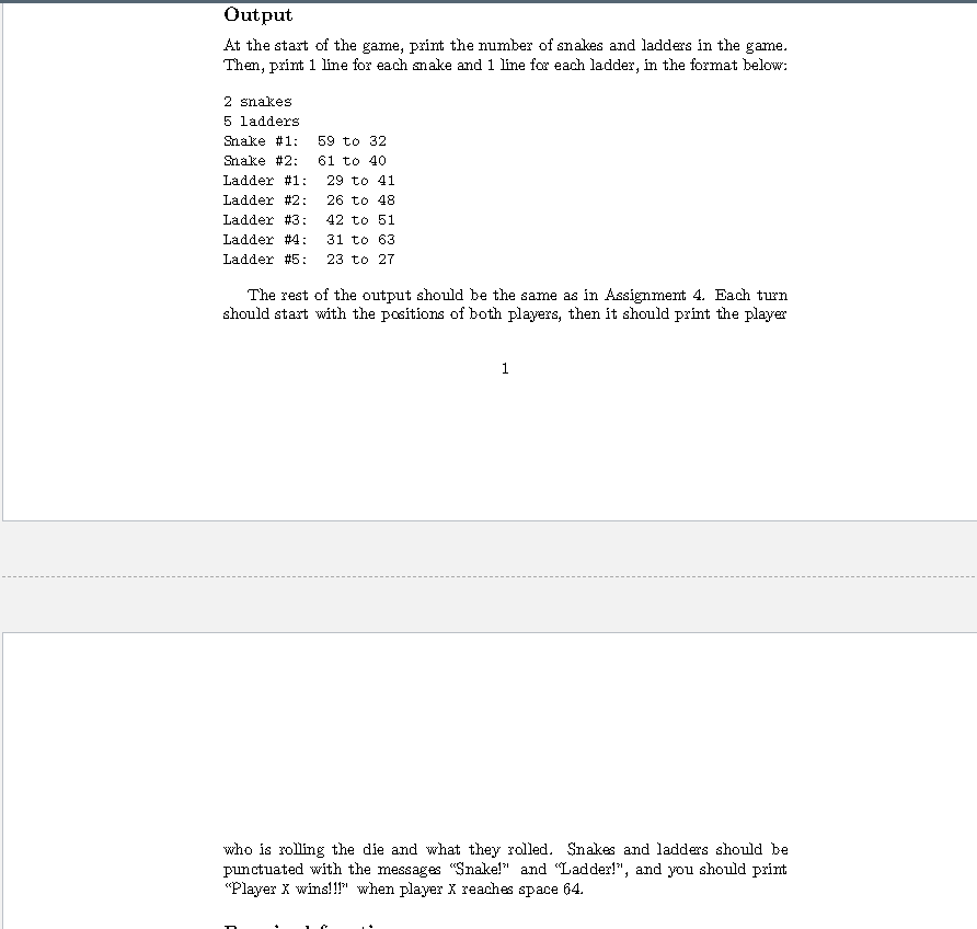 Solved Need to create a 64 numbered snakes and ladder game | Chegg.com