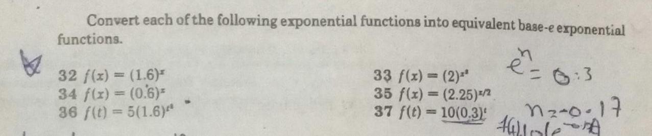 Solved Convert each of the following exponential functions | Chegg.com