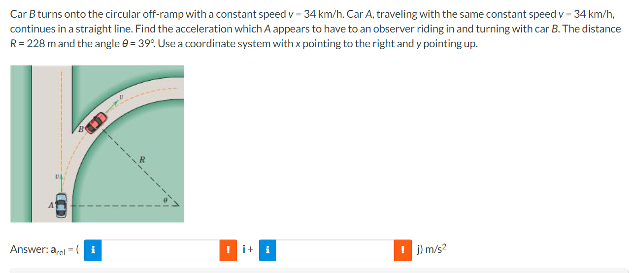 Solved Car B Turns Onto The Circular Off-ramp With A | Chegg.com