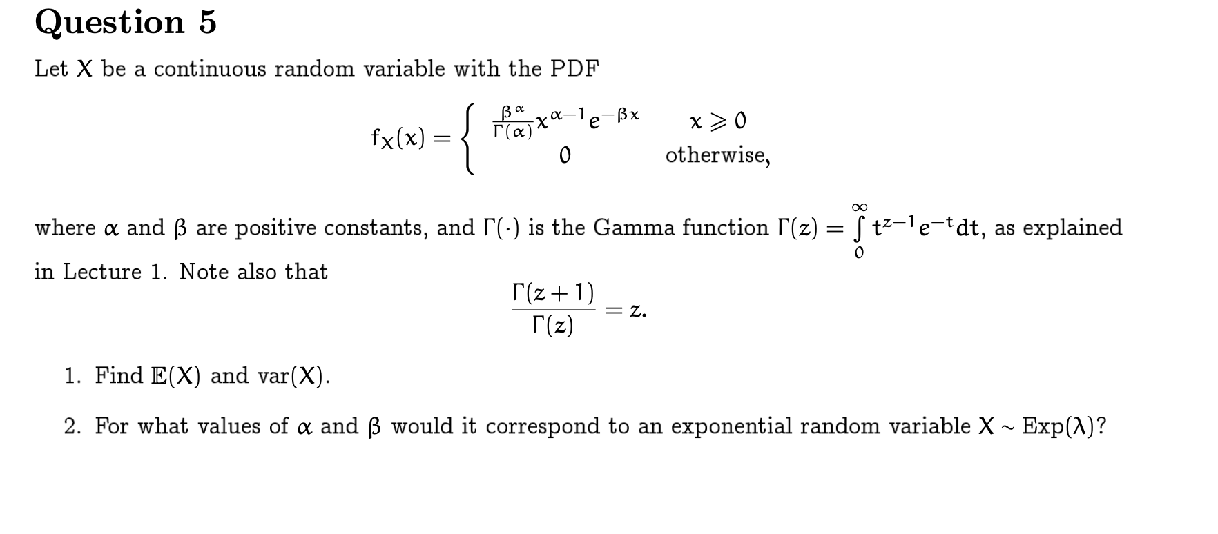 Solved Question 5 Let X be a continuous random variable with | Chegg.com