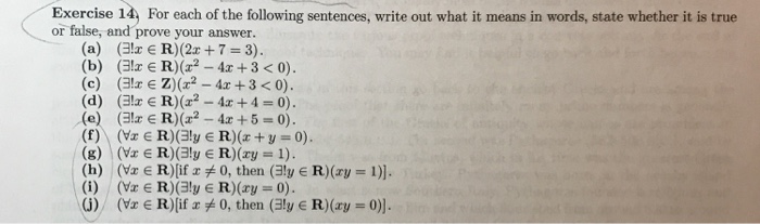 Solved Exercise 14, For each of the following sentences, | Chegg.com