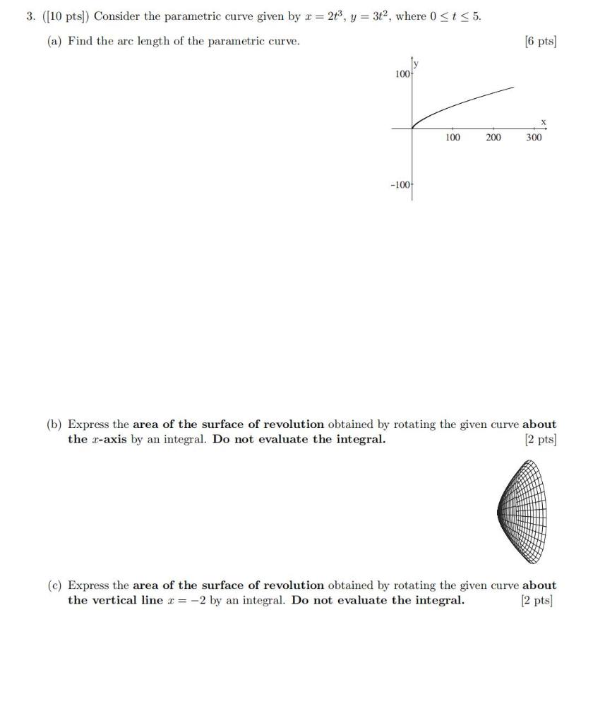 Solved 3. ([10 pts) Consider the parametric curve given by r | Chegg.com