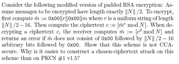 Consider the following modified version of padded RSA | Chegg.com