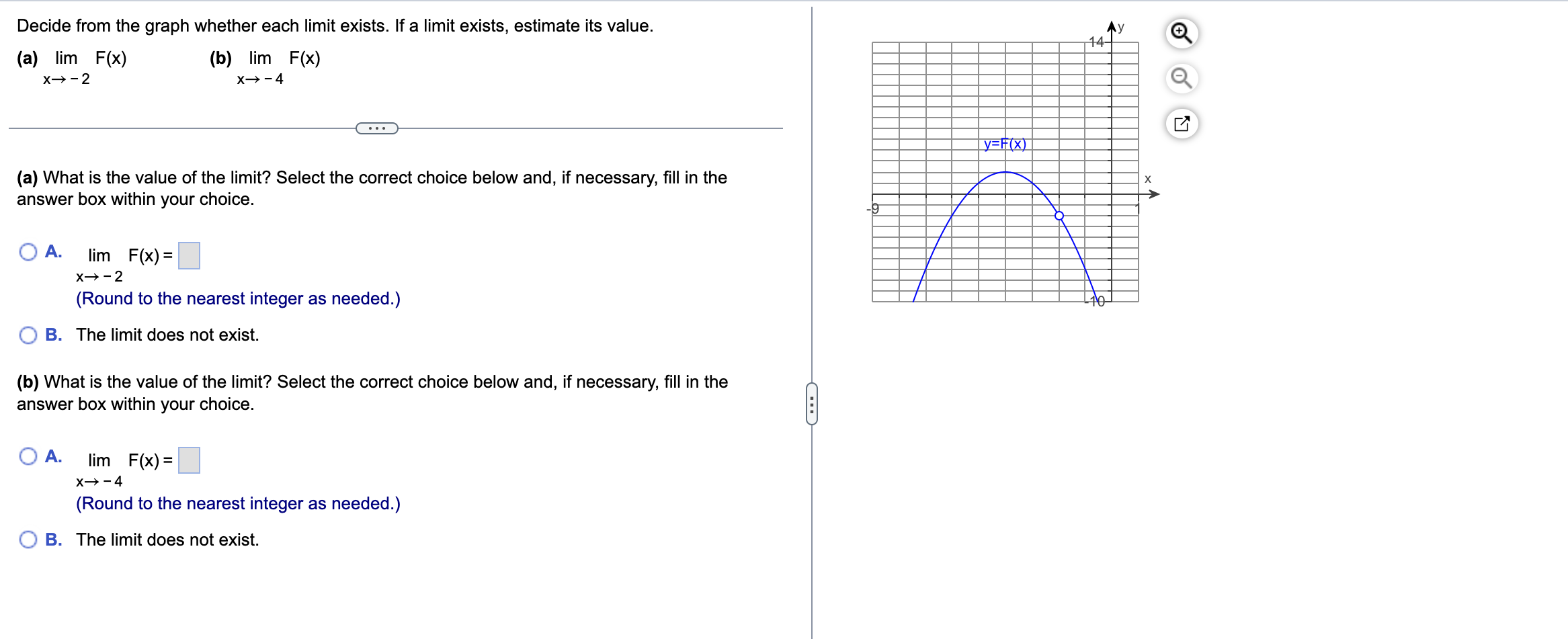 Solved Decide from the graph whether each limit exists. If a | Chegg.com