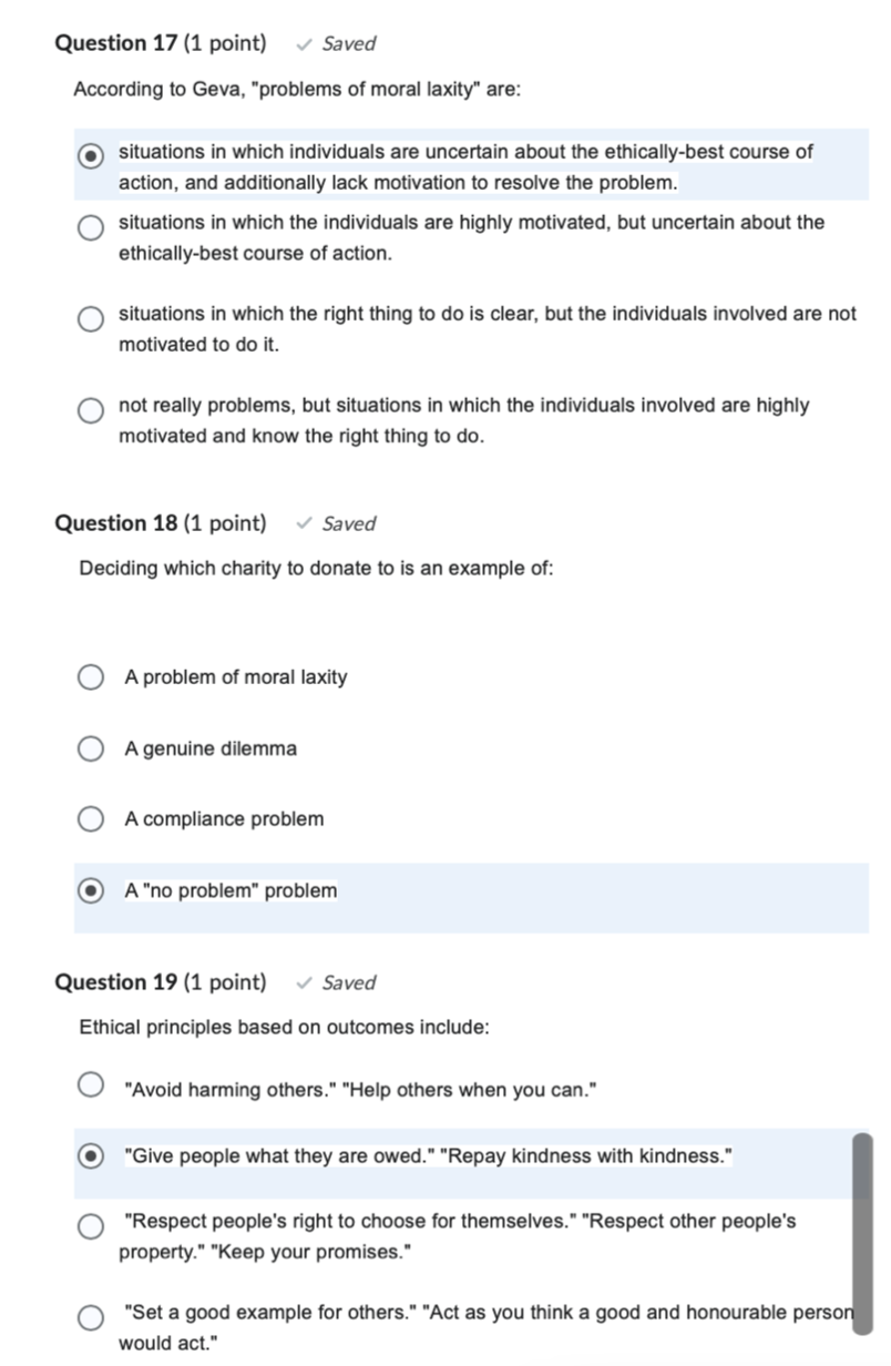 Solved According to Geva, "problems of moral laxity" are