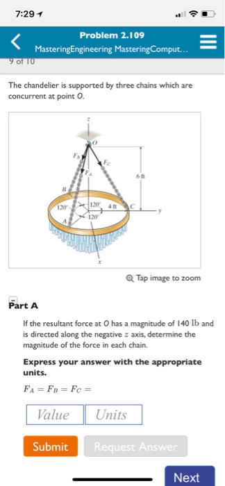 Solved 7:29イ Problem 2.109 of TO The chandelier is supported | Chegg.com