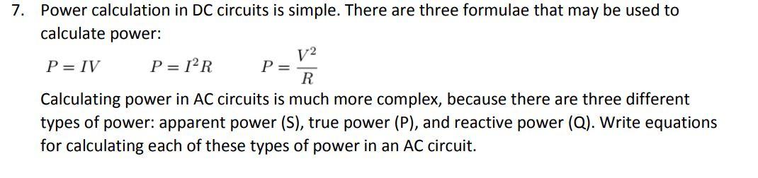 Solved Power calculation in DC circuits is simple. There are | Chegg.com