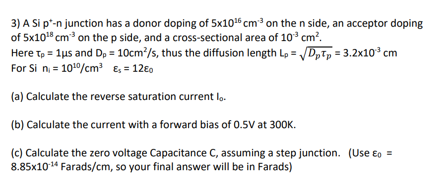Solved 9 = 1.6x10-19 C k = 1.38x10-23 J/K = 8.62x10-5eV/K mo | Chegg.com