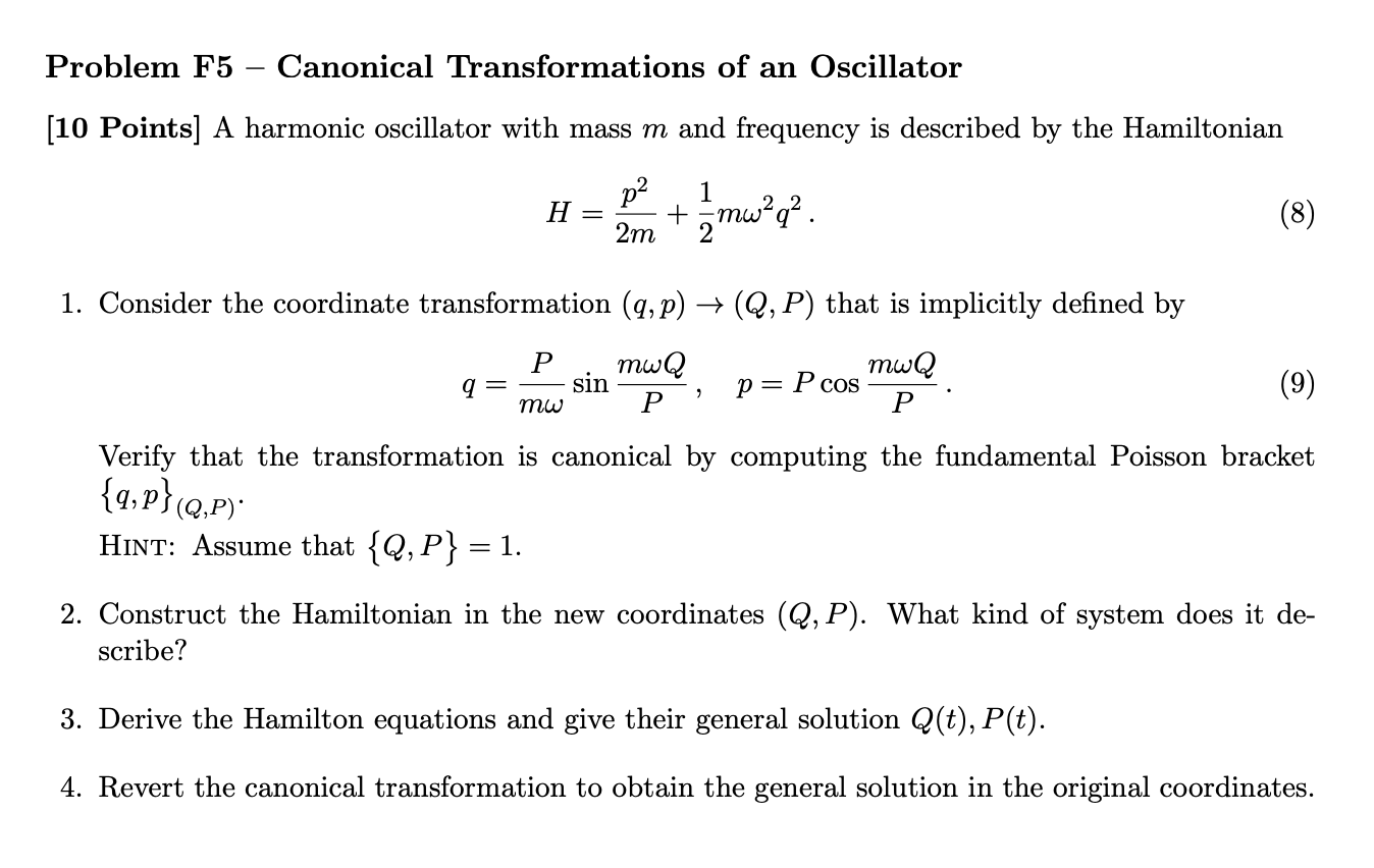 Solved Problem F5 Canonical Transformations of an