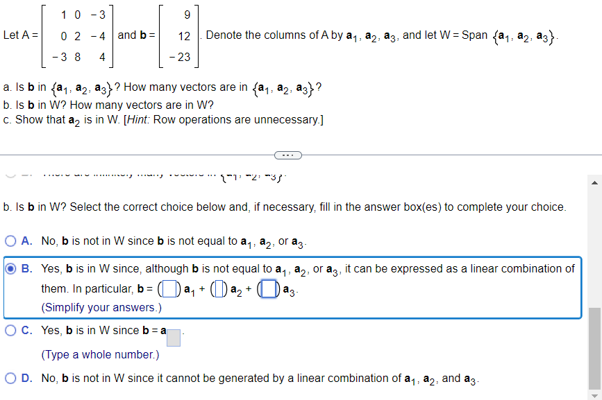 Solved B. ﻿Is B In W? ﻿Select The Correct Choice Below And, | Chegg.com