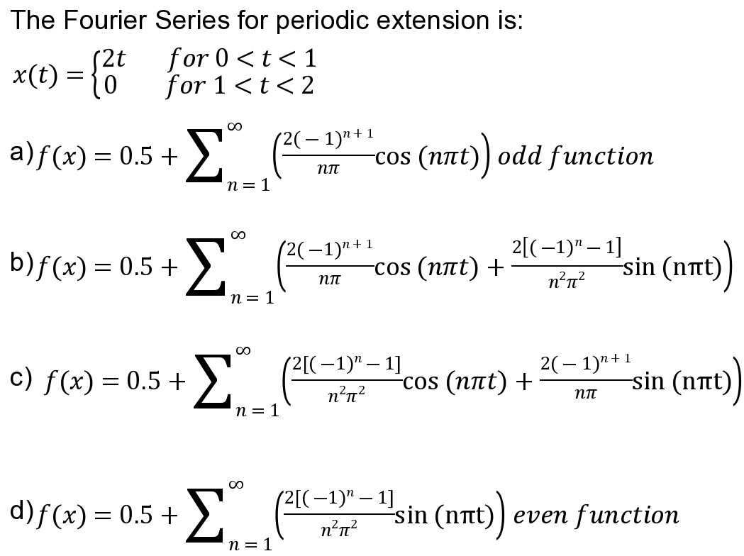 Periodic Extention Solved The Fourier Series for periodic extension is: X(t) = | Chegg.com