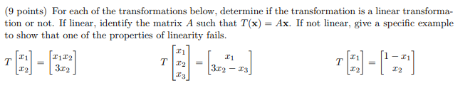 Solved (9 points) For each of the transformations below, | Chegg.com