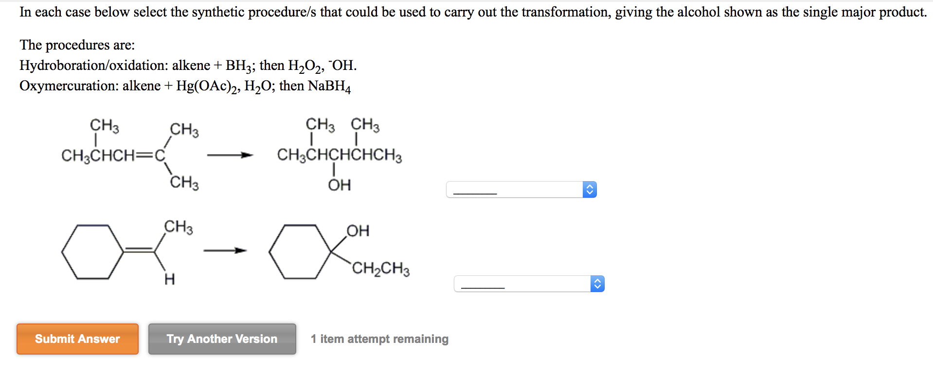 Solved In each case below select the synthetic procedure/s