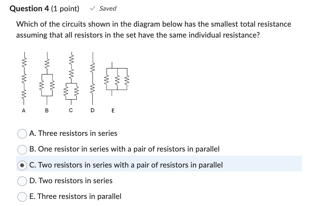 Solved Which of the circuits shown in the diagram below has | Chegg.com