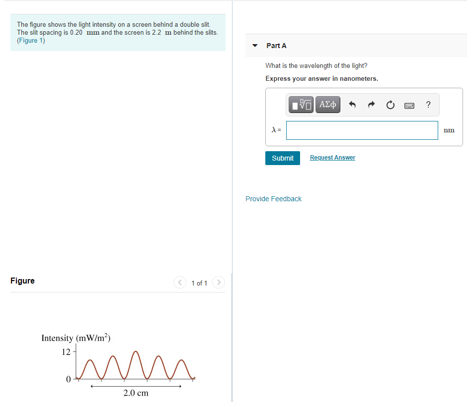 Solved The Figure Shows The Light Intensity On A Screen | Chegg.com