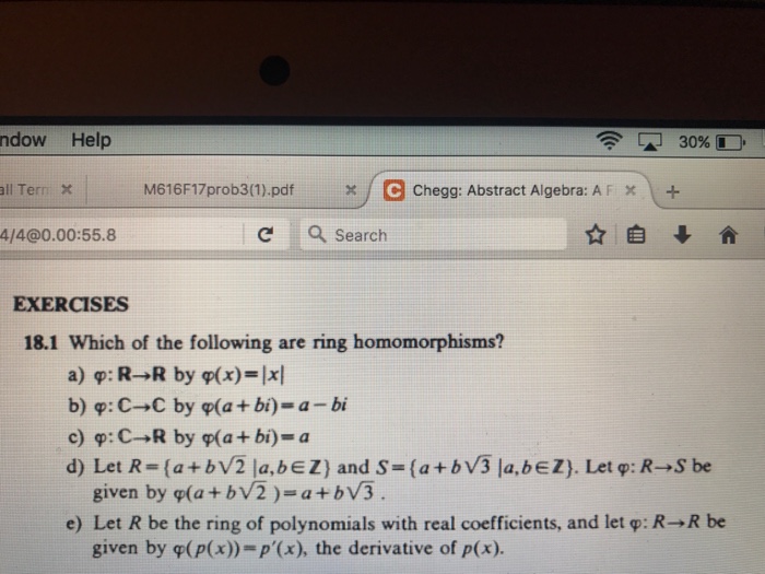 Solved Which Of The Following Are Ring Homomorphisms? A) | Chegg.com