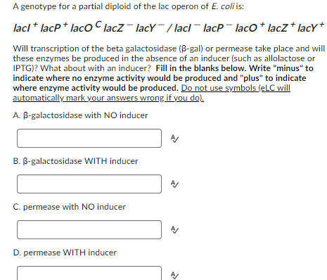 Solved A genotype for a partial diploid of the lac operon of | Chegg.com