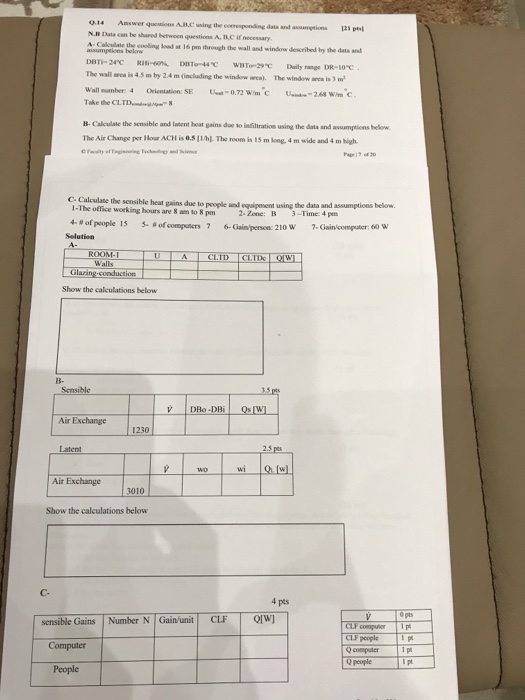 Solved Q.9 The following data refers to an air conditioning | Chegg.com