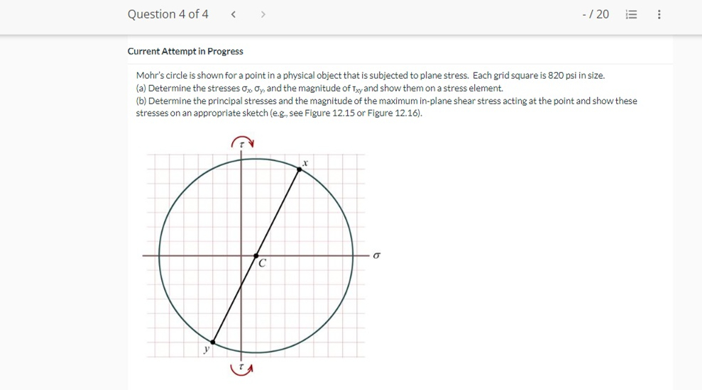 Solved Mohr's circle is shown for a point in a physical | Chegg.com