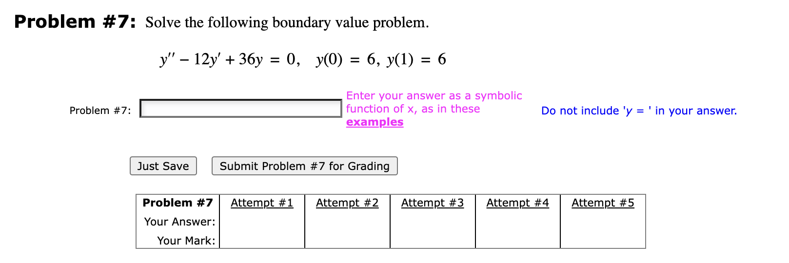 Solved Problem \#7: Solve the following boundary value | Chegg.com