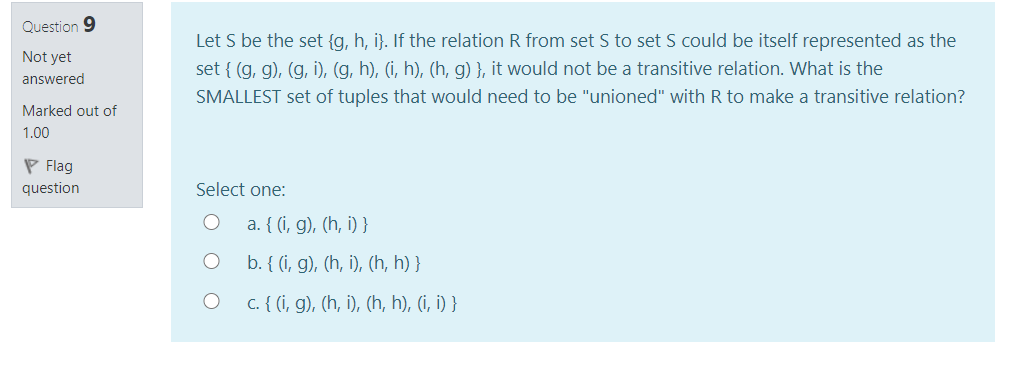 Solved Question 3 Not Yet Answered Marked Out Of 1 00 Sel Chegg Com