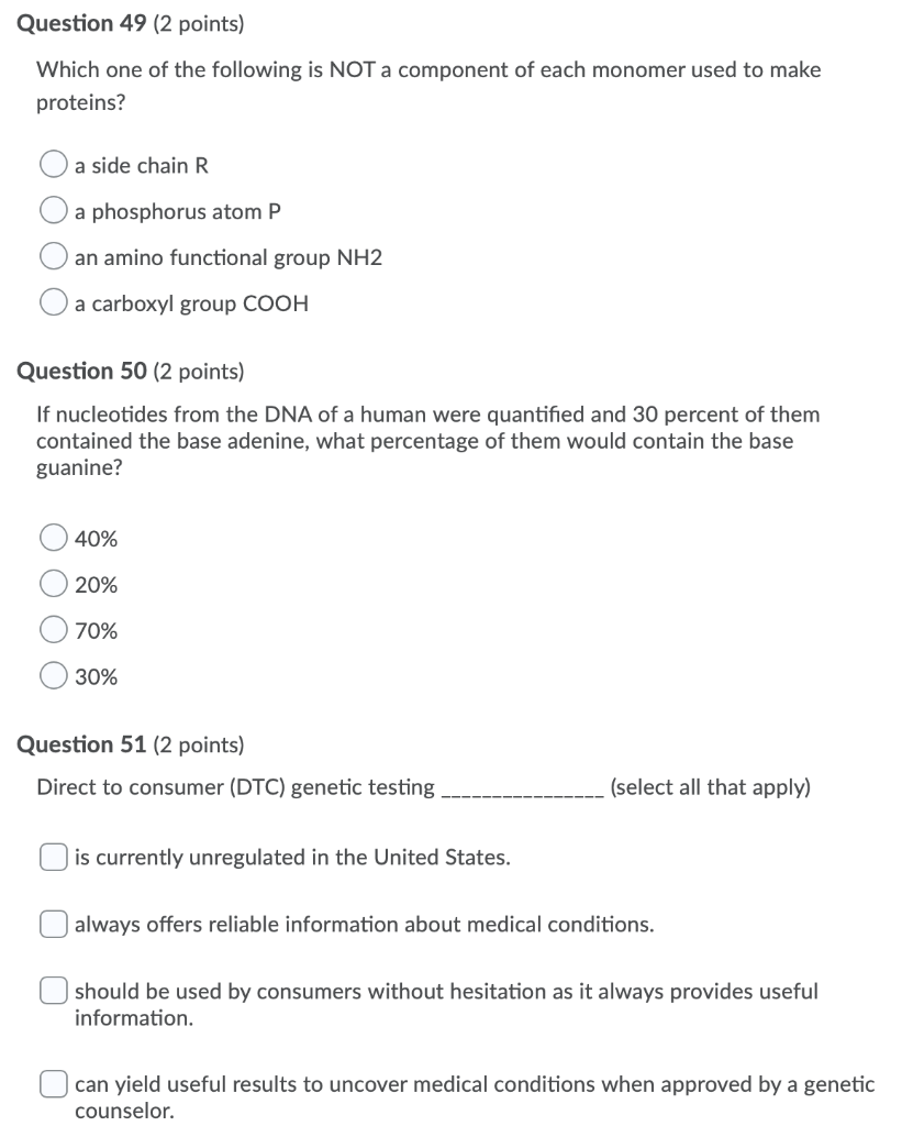 Solved Question 49 (2 points) Which one of the following is | Chegg.com