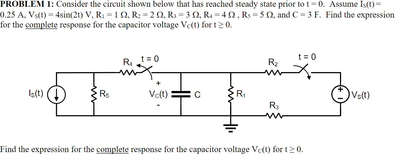 Solved PROBLEM 1: Consider the circuit shown below that has | Chegg.com