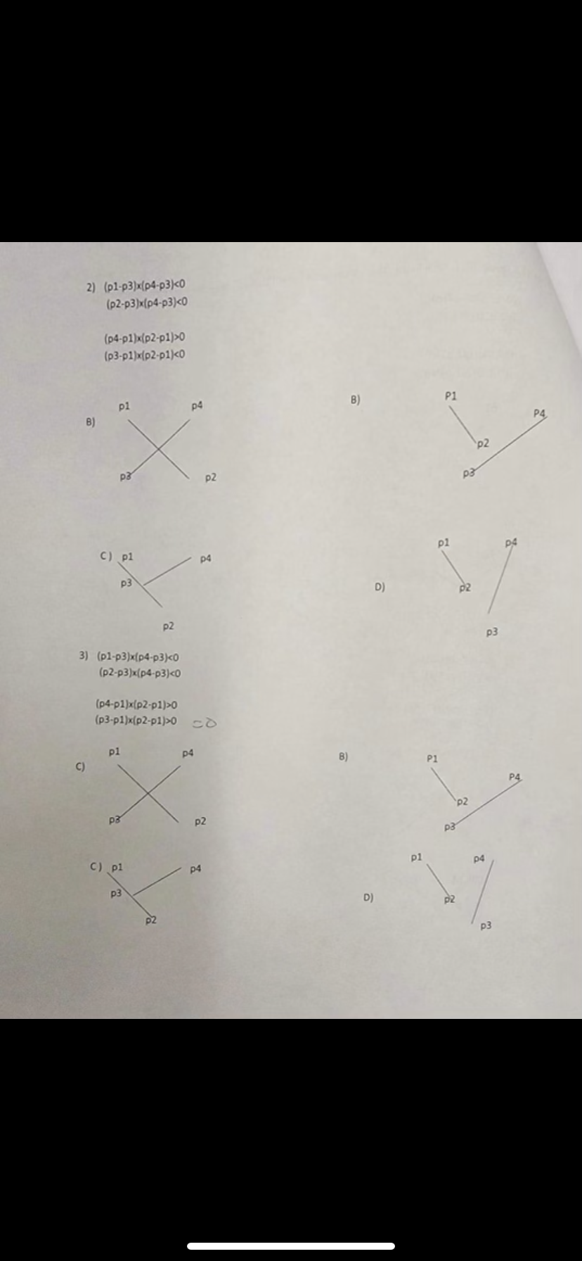 Solved 2) (p1−p3)×(p4−p3)