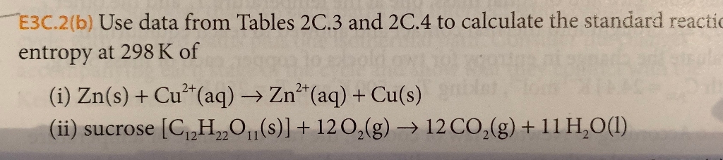 Solved E3C.2(b) Use data from Tables 2C.3 and 2C.4 to | Chegg.com