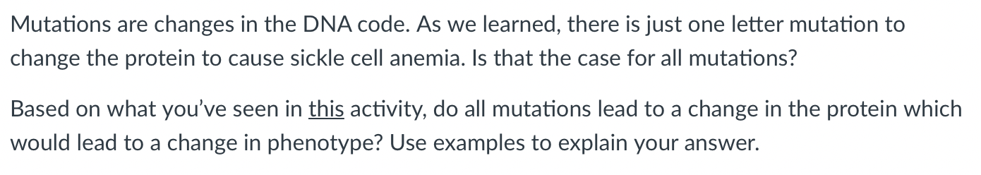 Solved Mutations are changes in the DNA code. As we learned, | Chegg.com