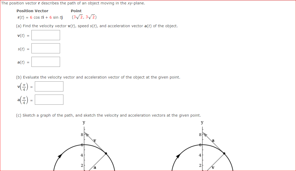 Solved The position vector r describes the path of an object | Chegg.com