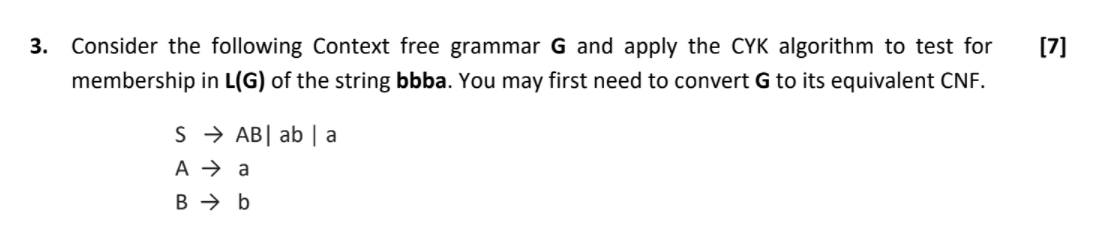 Solved [7] 3. Consider the following Context free grammar G | Chegg.com