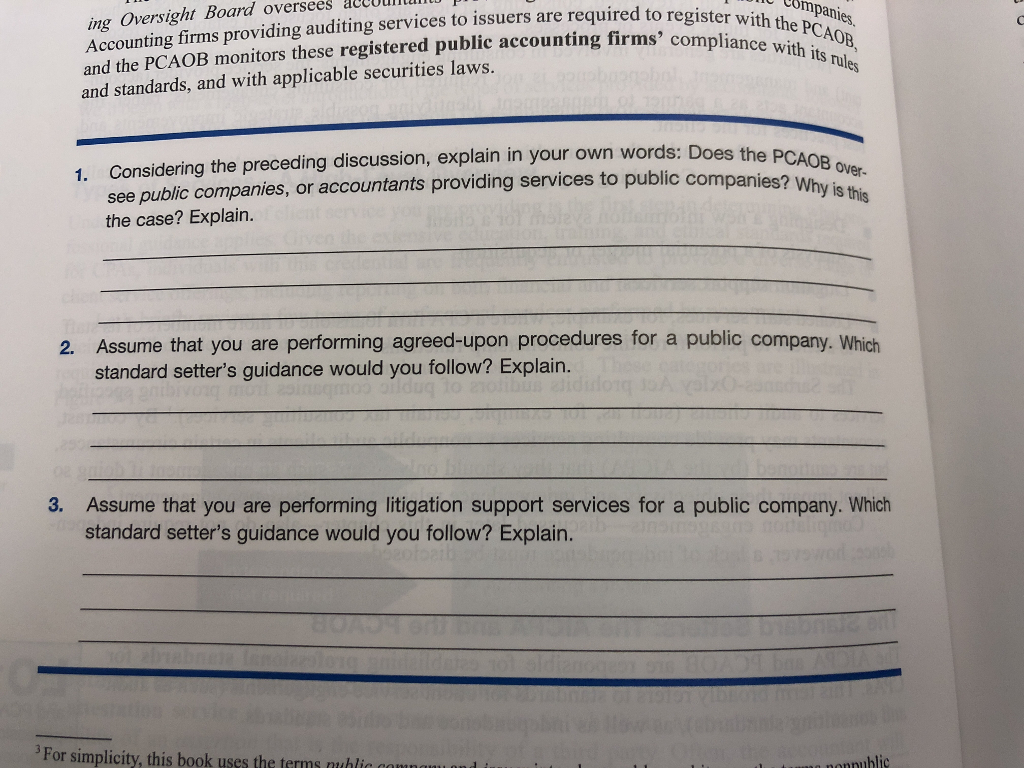 Solved The Standard Setters The AICPA and the PCAOB The Chegg