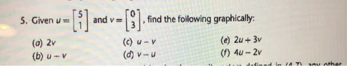 Solved 5. Given u = - [i] and v= 9] find the following | Chegg.com