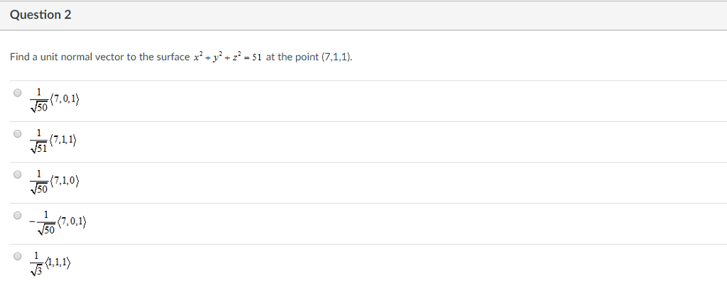 Solved Question2 Find a unit normal vector to the surface | Chegg.com