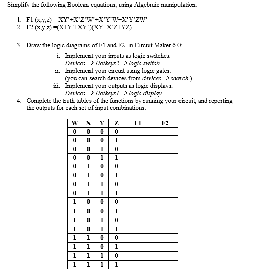Solved Simplify the following Boolean equations, using | Chegg.com