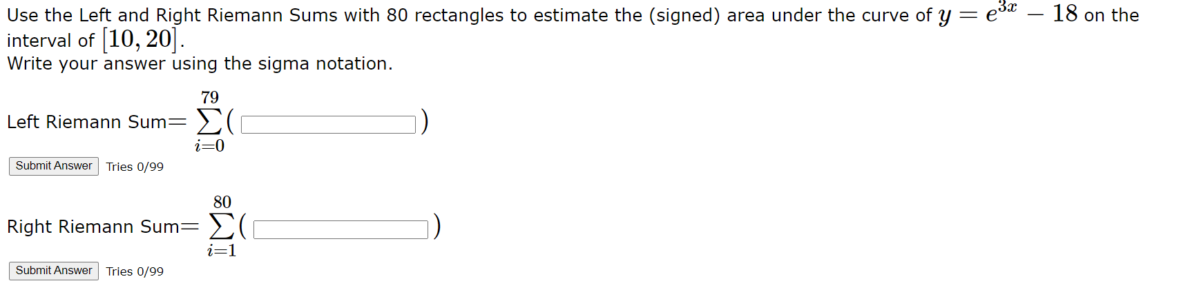 Solved Use the Left and Right Riemann Sums with 80 | Chegg.com